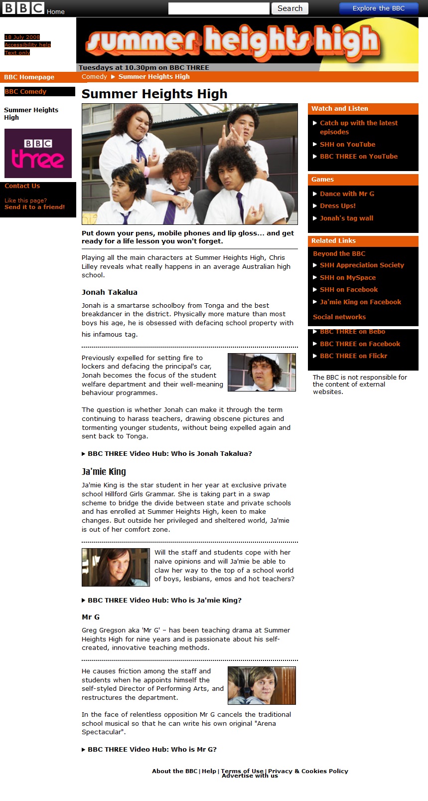 Summer Heights High Website