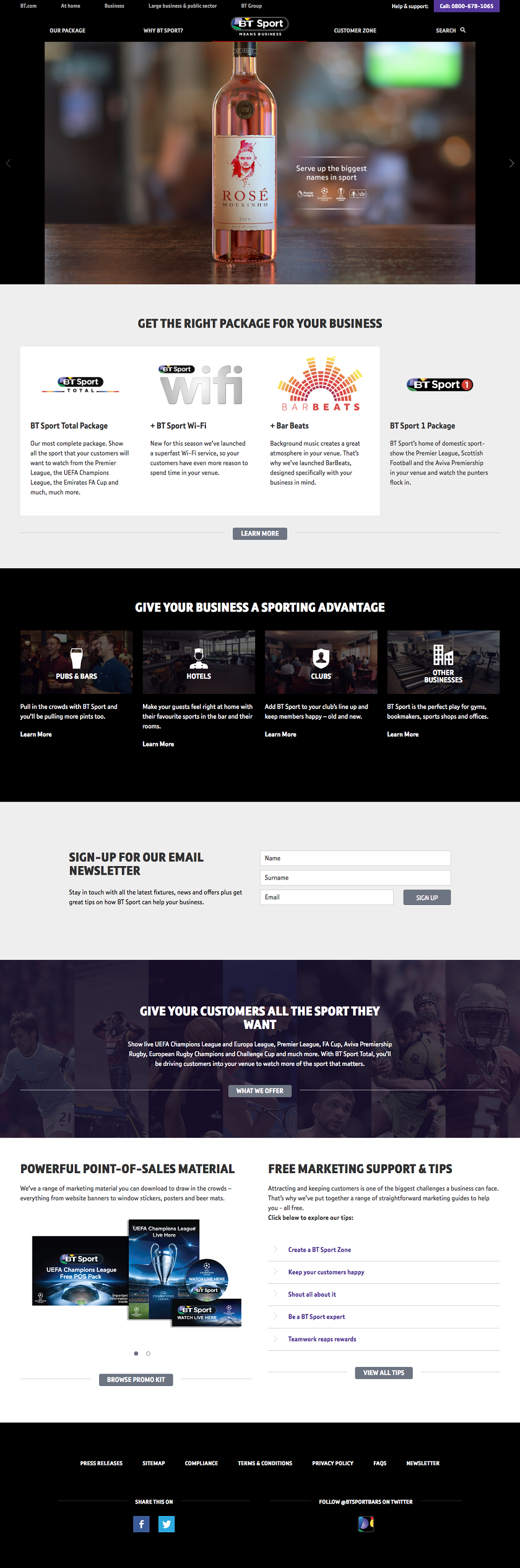 BT Sport Business website