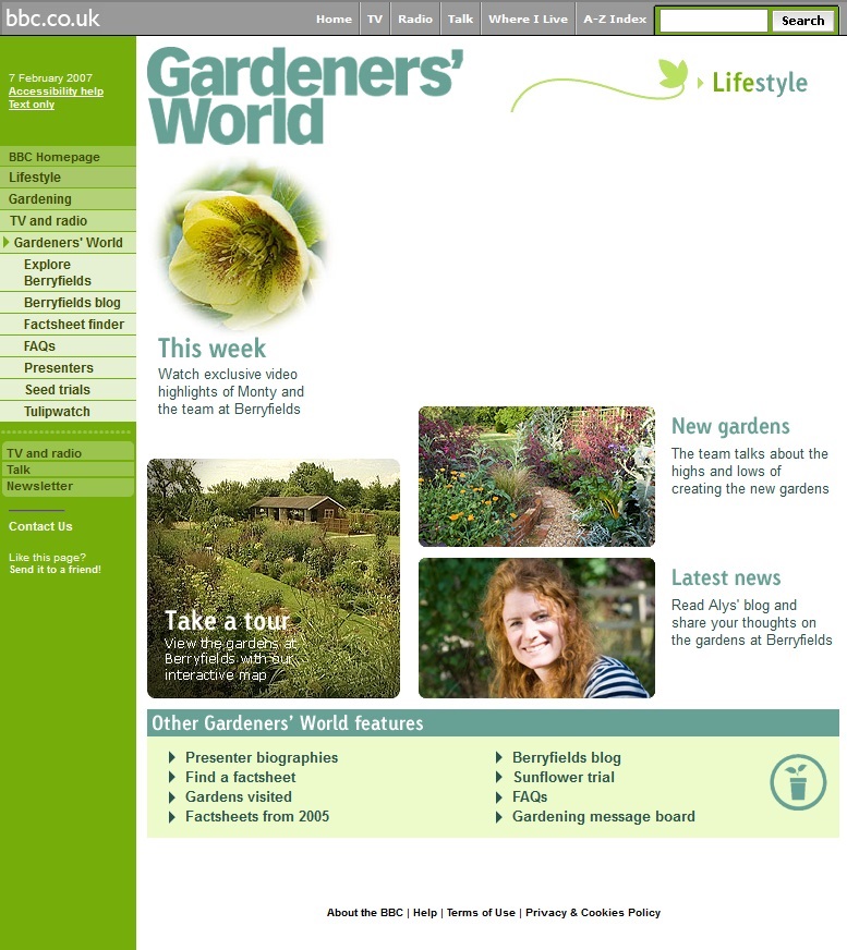 Gardener's World Broadband Website