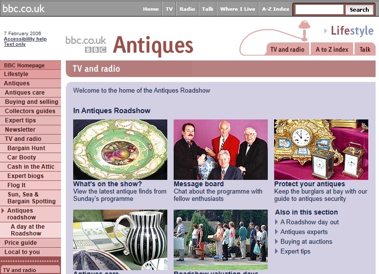 Antiques Roadshow Website