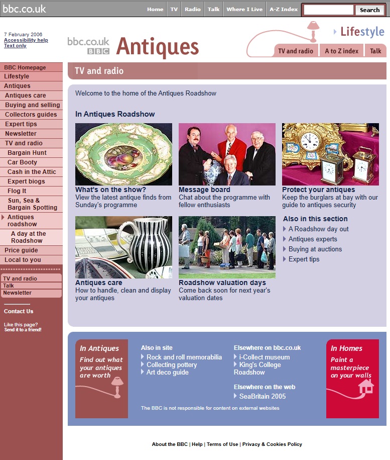 Antiques Roadshow Website
