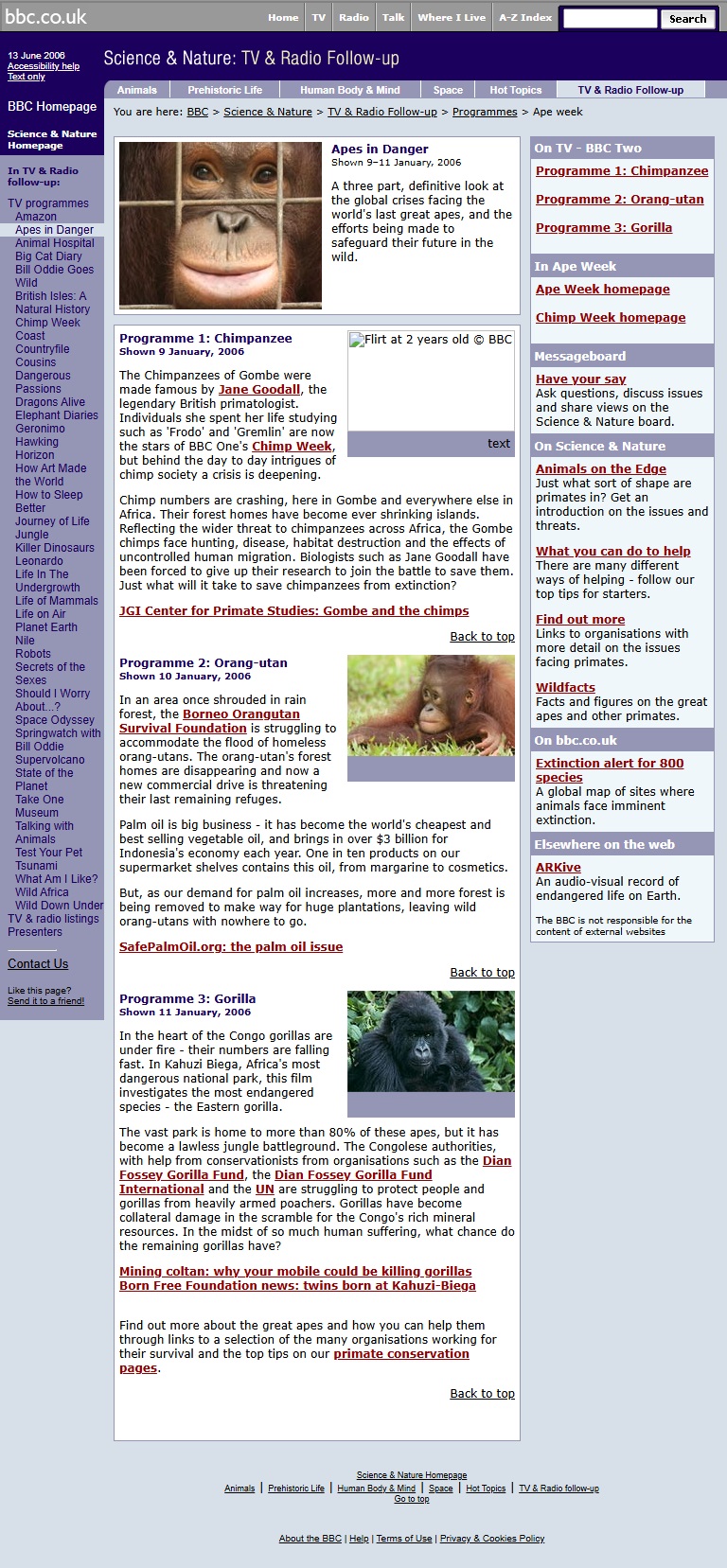 Apes In Danger Website