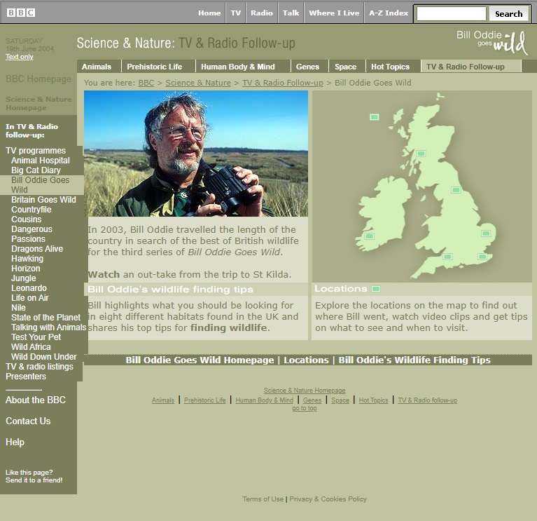 Bill Oddie Goes Wild Website
