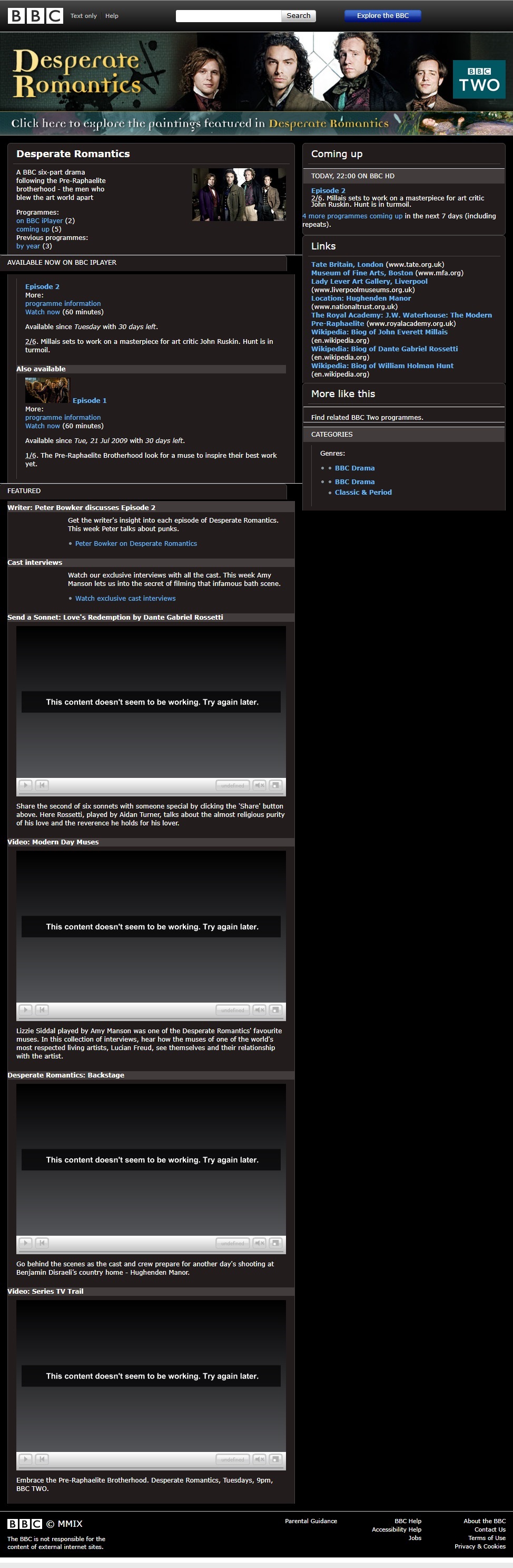 Desperate Romantics Website