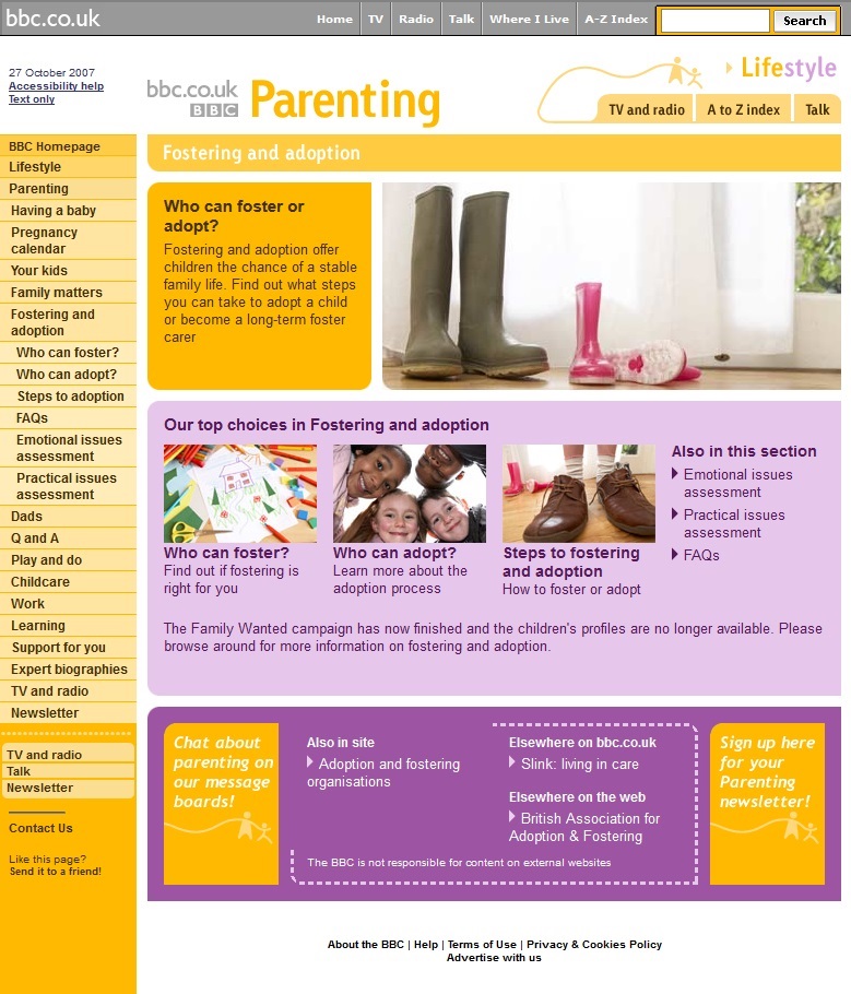 Family Wanted Website
