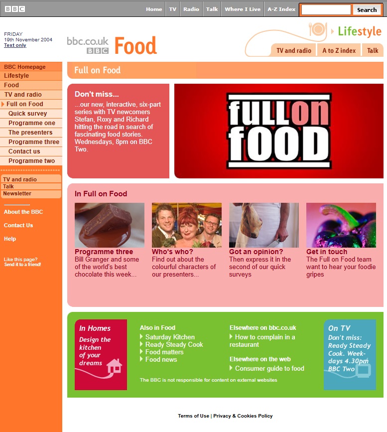 Full On Food Website
