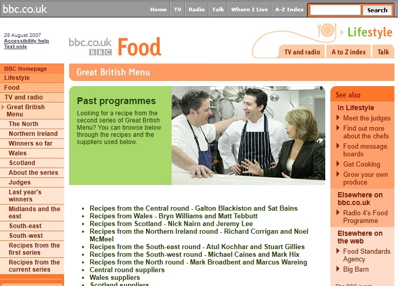 Great British Menu 2007 Website