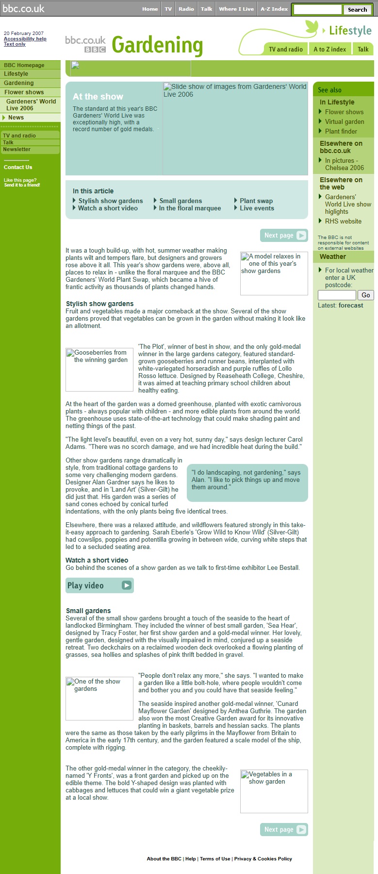 Gardener's World Live 2006 Website