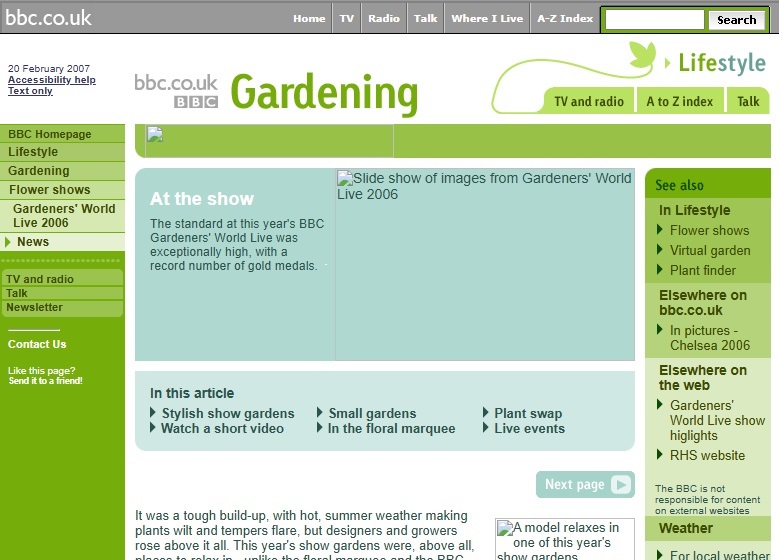 Gardener's World Live 2006 Website