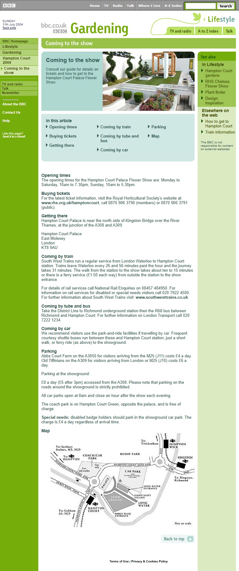 Hampton Court Flower Show 2004 Website