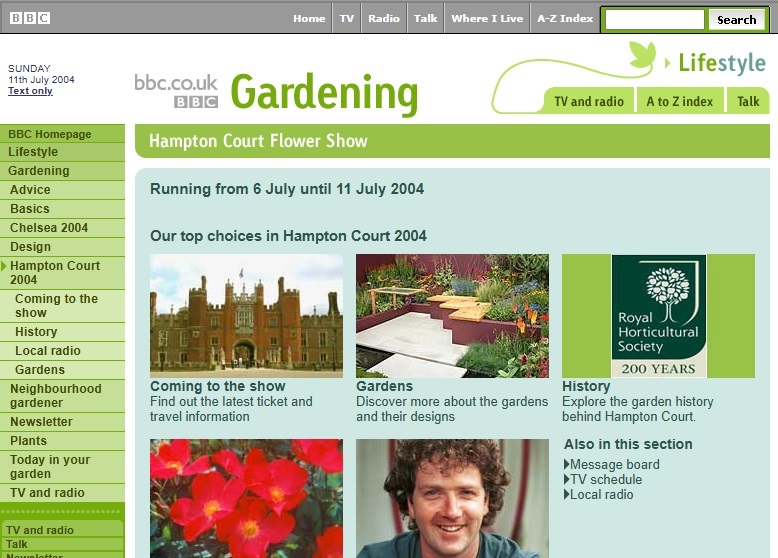 Hampton Court Flower Show 2004 Website