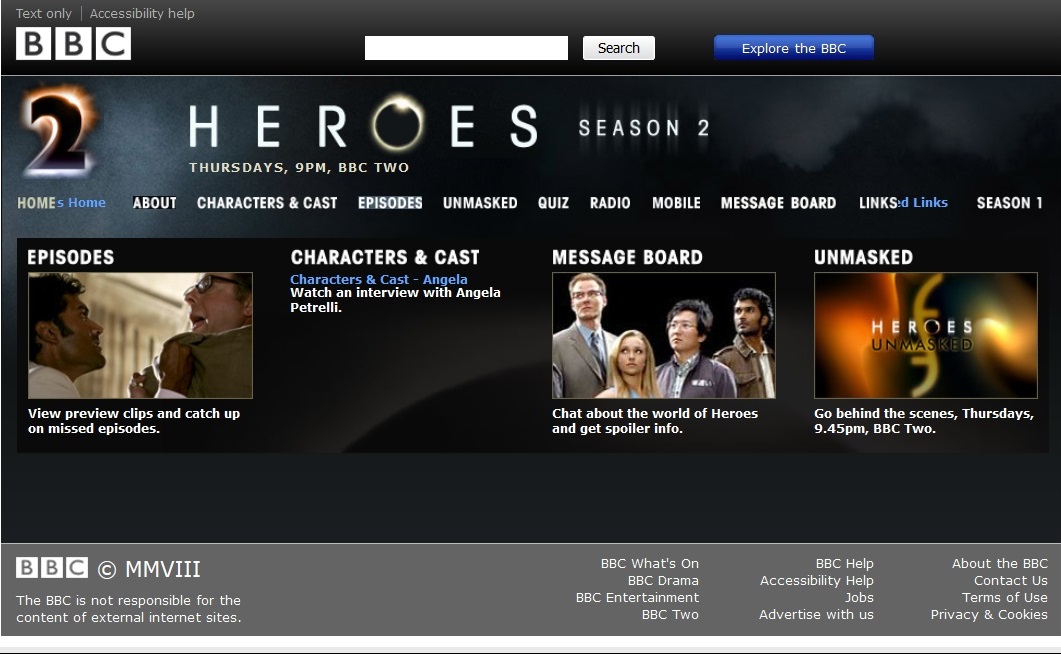 Heroes Series 2 Website