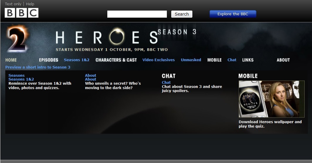 Heroes Series 3 Website