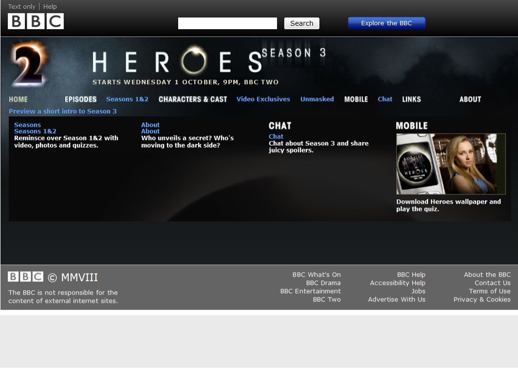 Heroes Series 3 Website