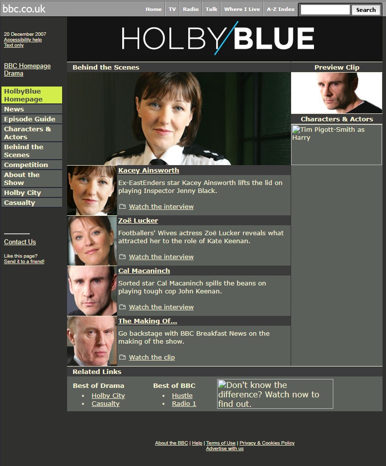 Holby Blue Website