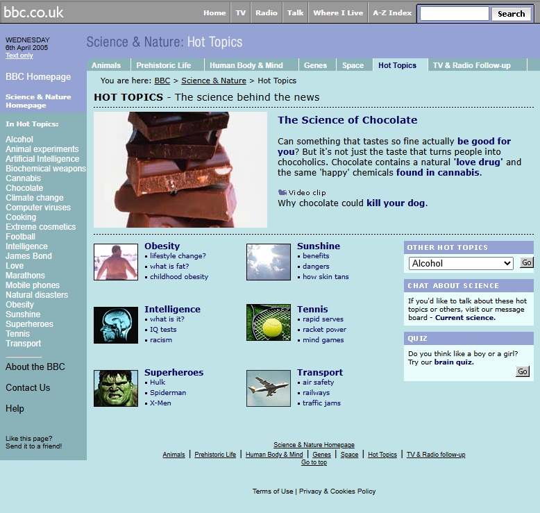 Hot Topics Website 2004