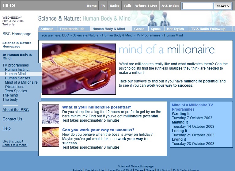 Mind Of A Millionaire Website
