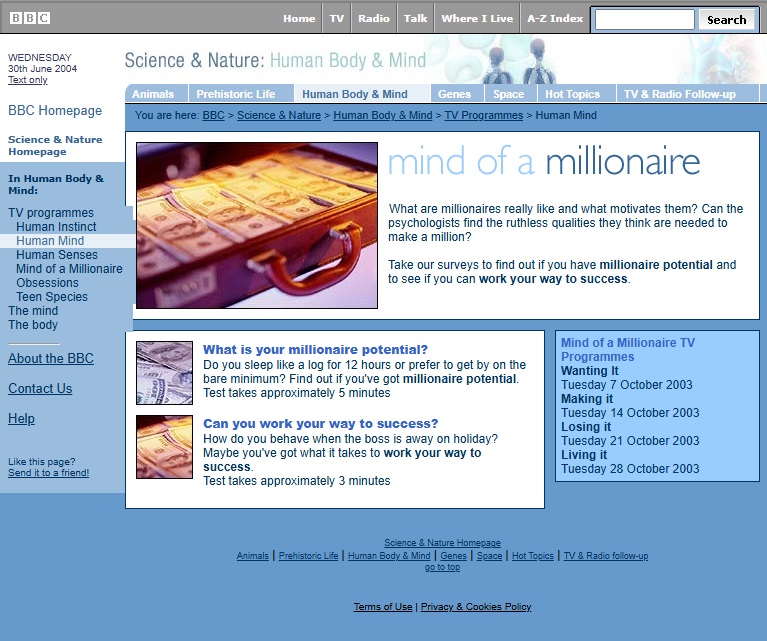 Mind Of A Millionaire Website