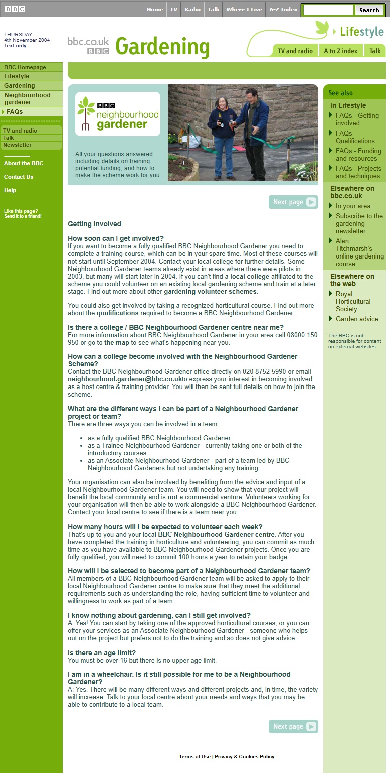 Neighbourhood Gardener Website