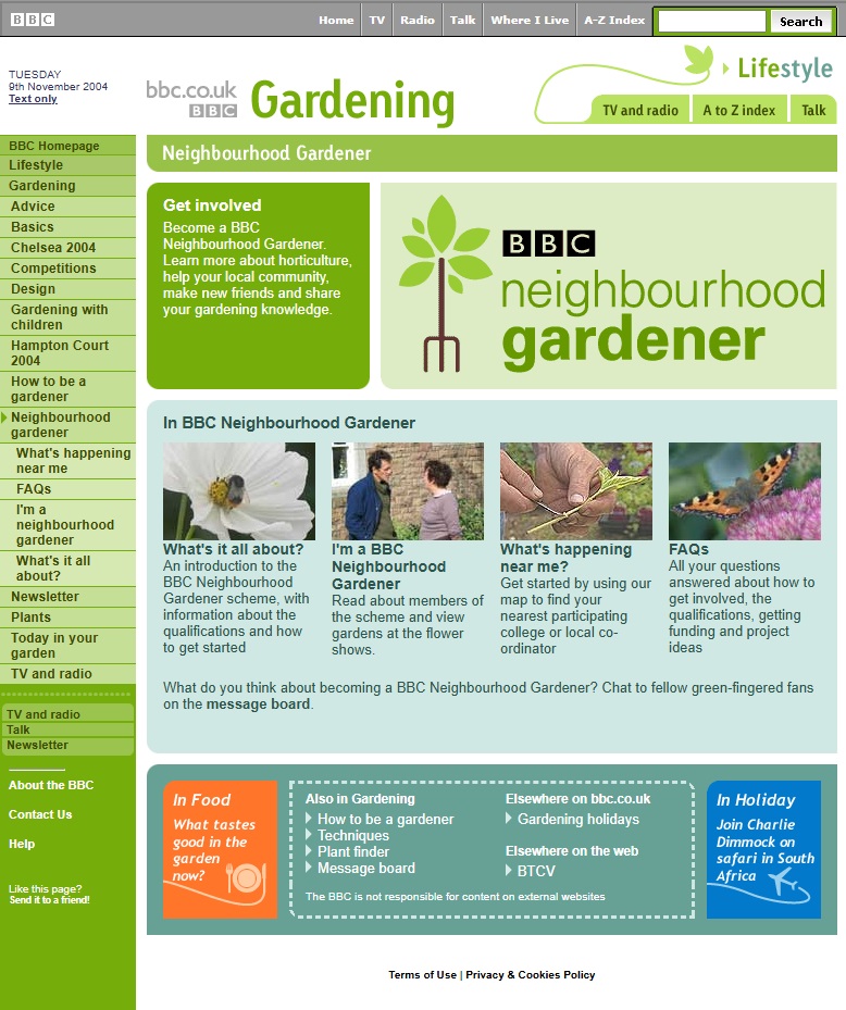 Neighbourhood Gardener Website