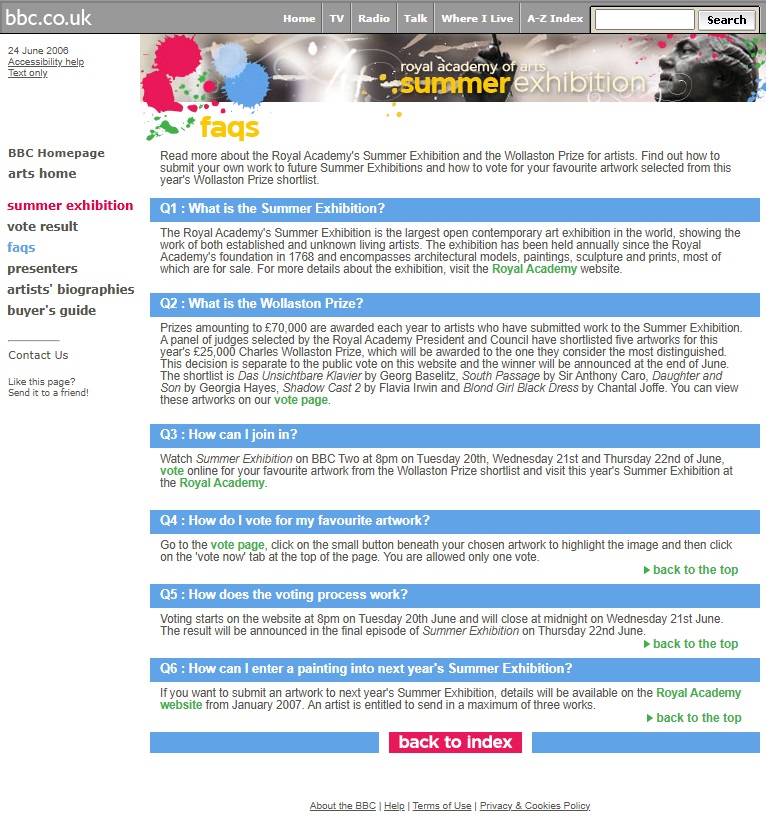Royal Academy Summer Exhibition Website