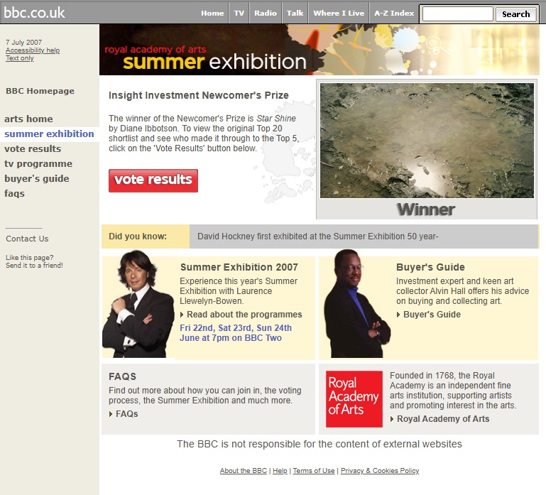 Royal Academy Summer Exhibition Website