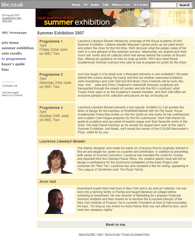 Royal Academy Summer Exhibition Website