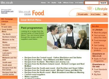 Great British Menu 2007 Website