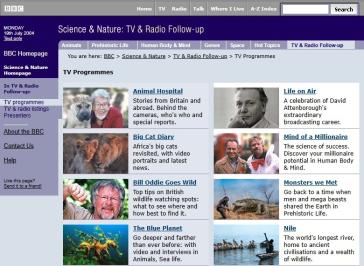 Science & Nature TV & Radio 2004 Website