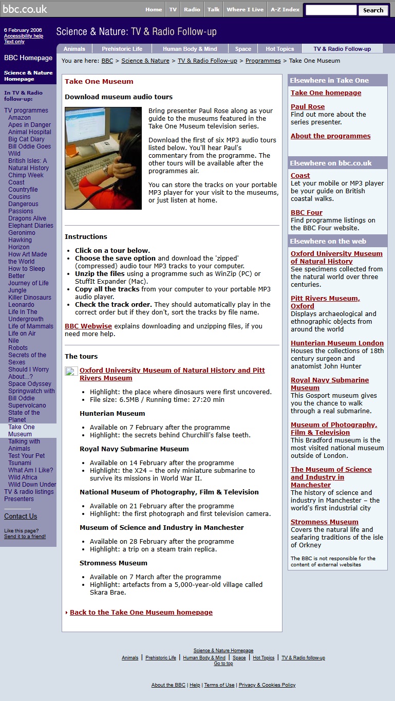 Take One Museum Website