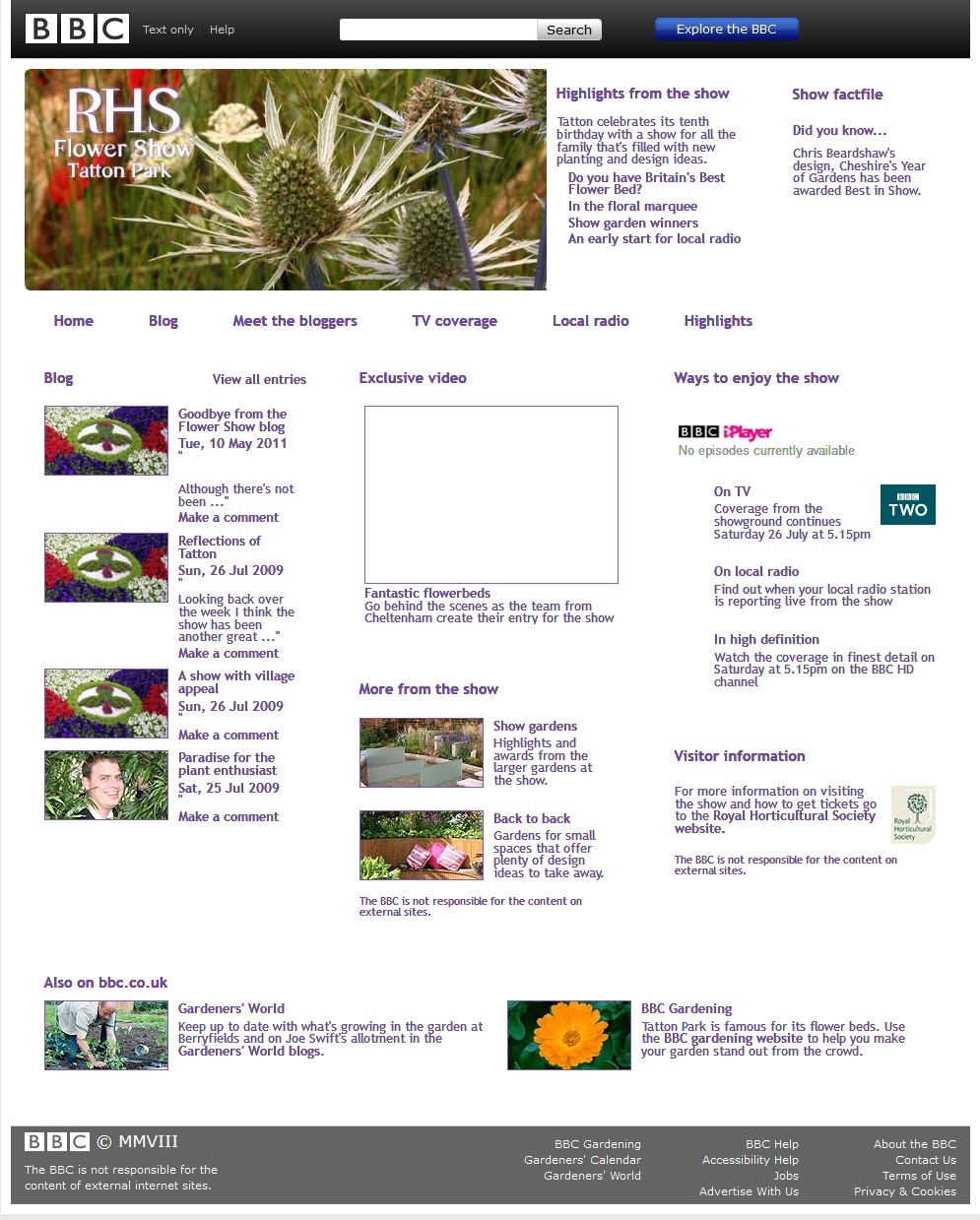 Tatton Park Flower Show 2008 Website