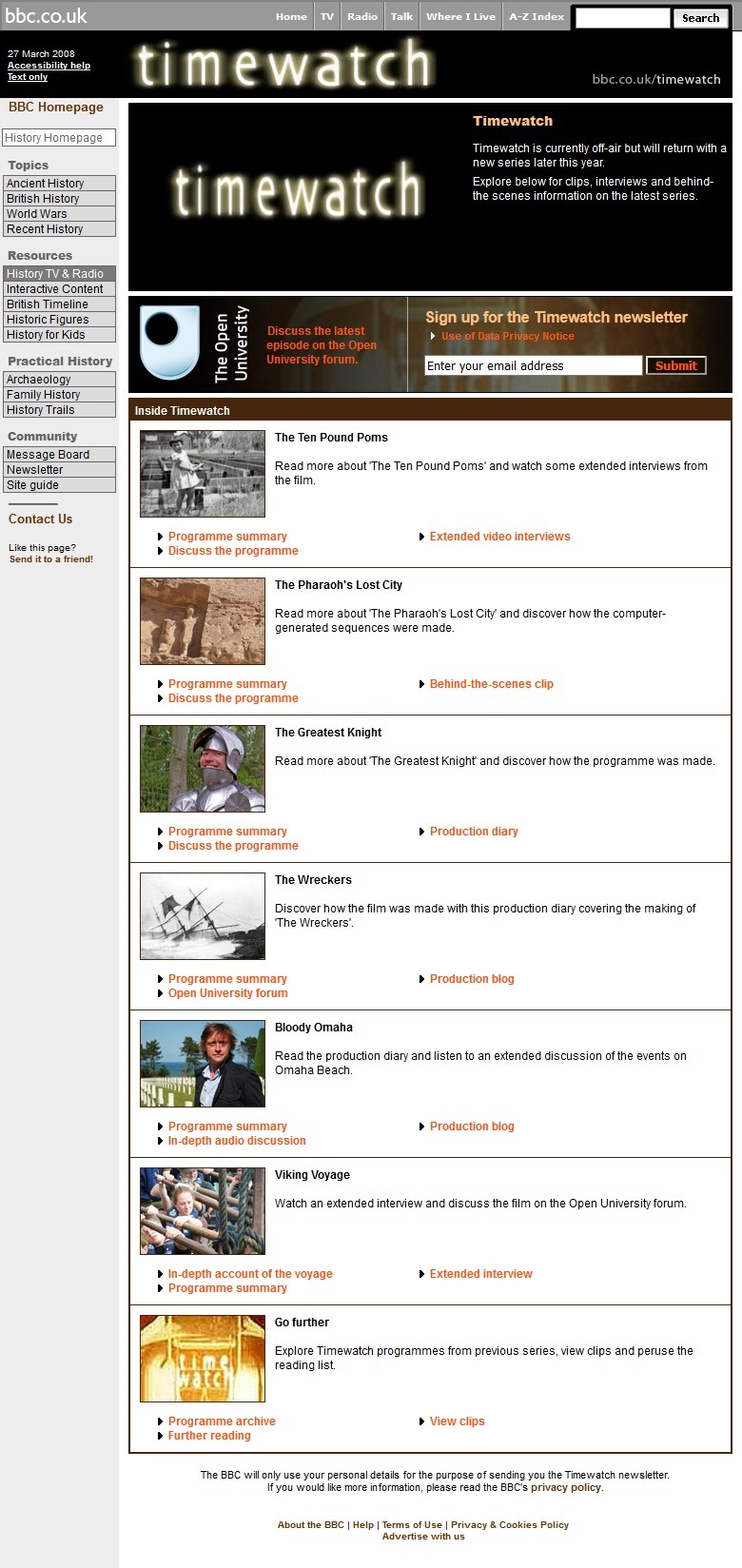 Timewatch Updates 2008 Website