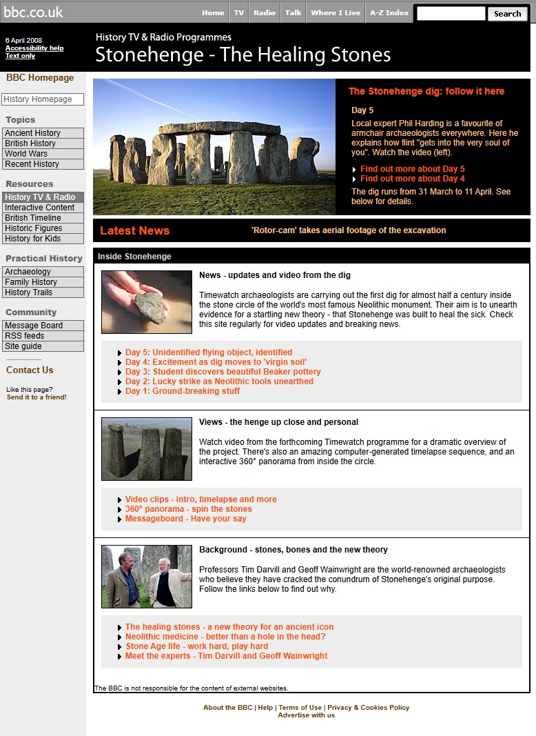 Timewatch - Stonehenge Website