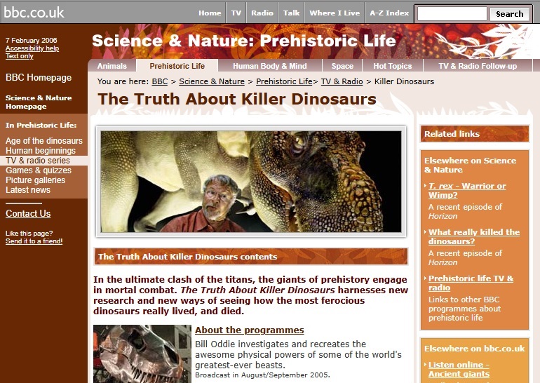 The Truth About Killer Dinosaurs Website