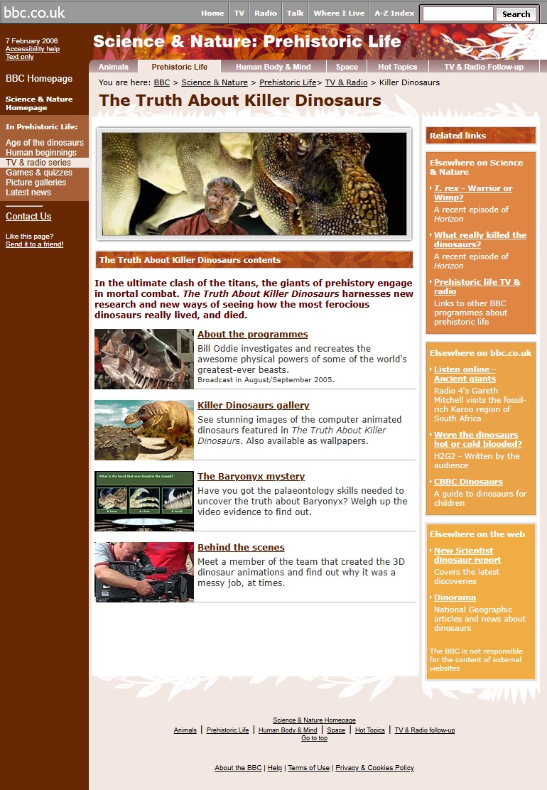 The Truth About Killer Dinosaurs Website