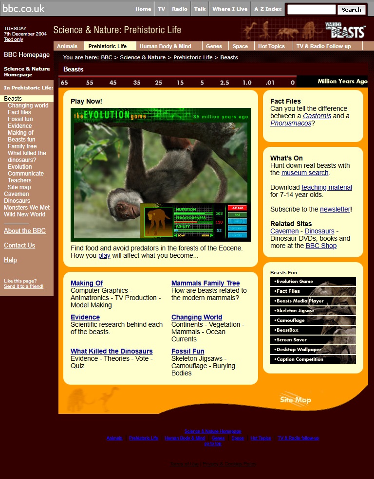 Walking With Beasts Website