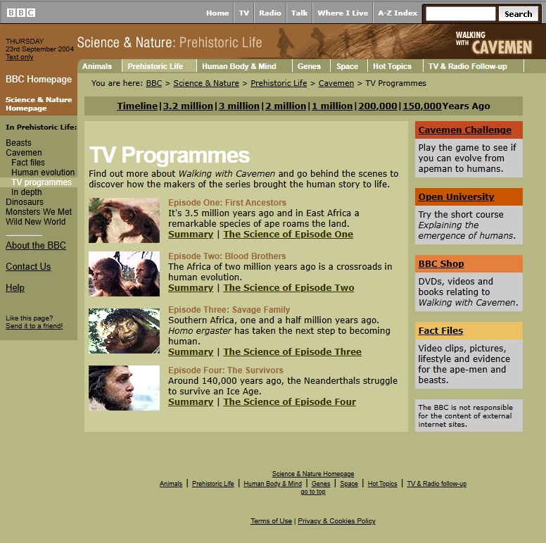 Walking With Cavemen Website
