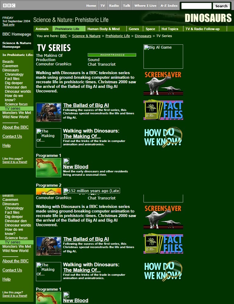 Walking With Dinosaurs Website