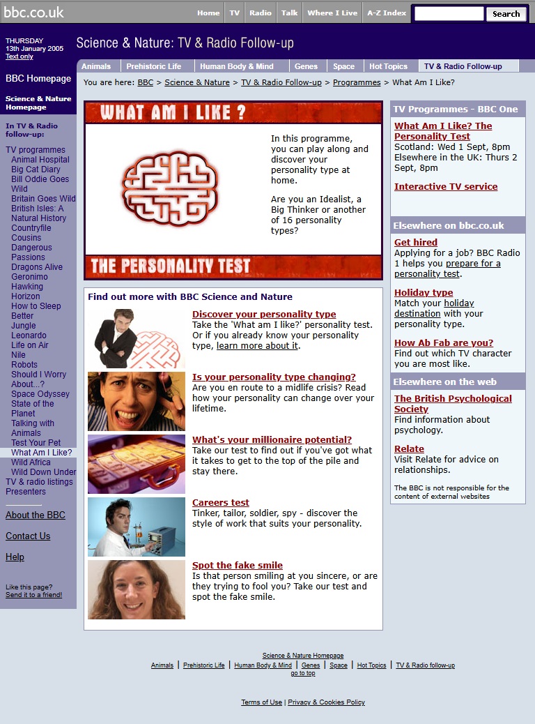 What Am I Like? Website