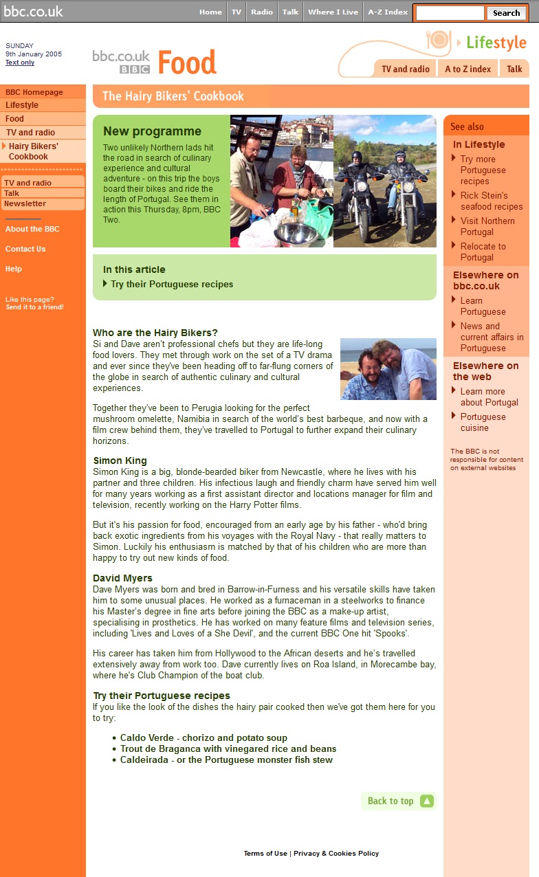 Hairy Bikers' Cookbook Website