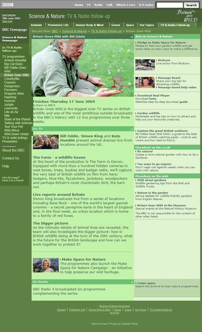 Britain Goes Wild 2004 Website