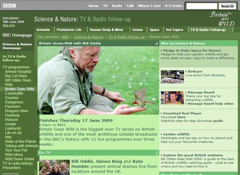 Britain Goes Wild 2004 Website
