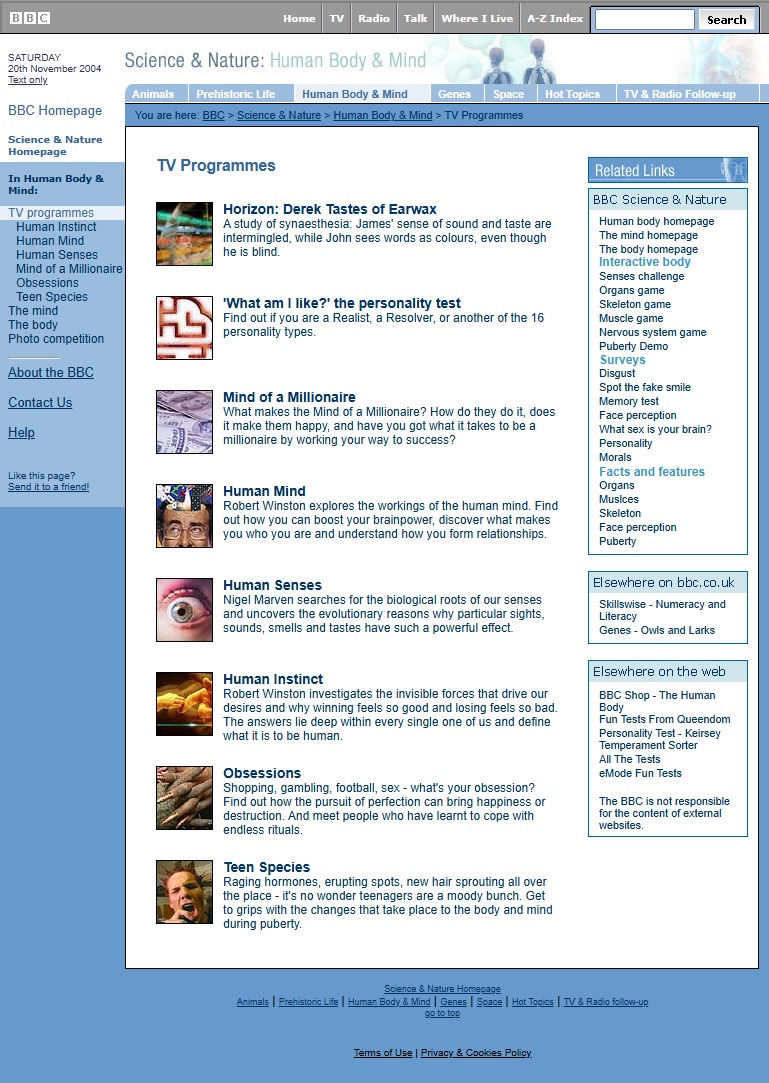 Human Body 2004 Website