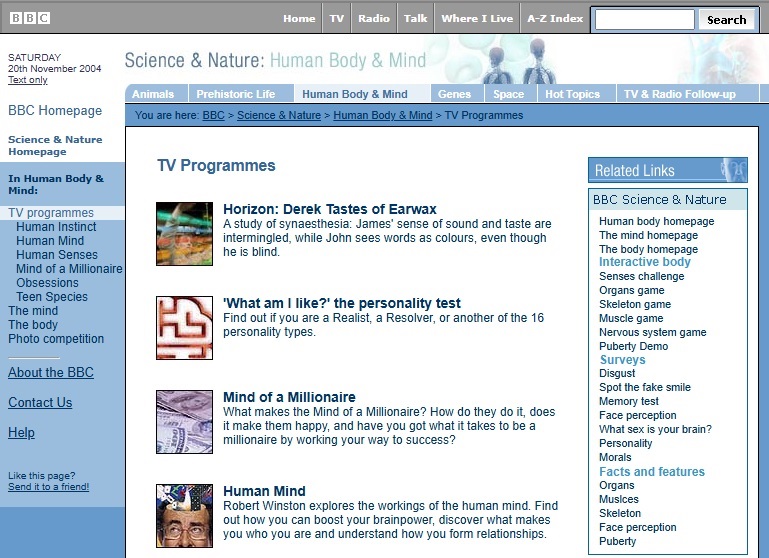 Human Body 2004 Website