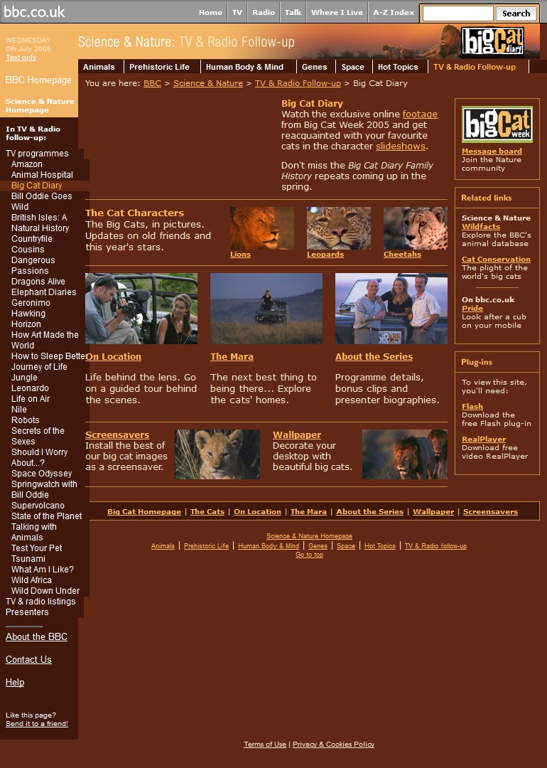 Big Cat Diary 2005 Website