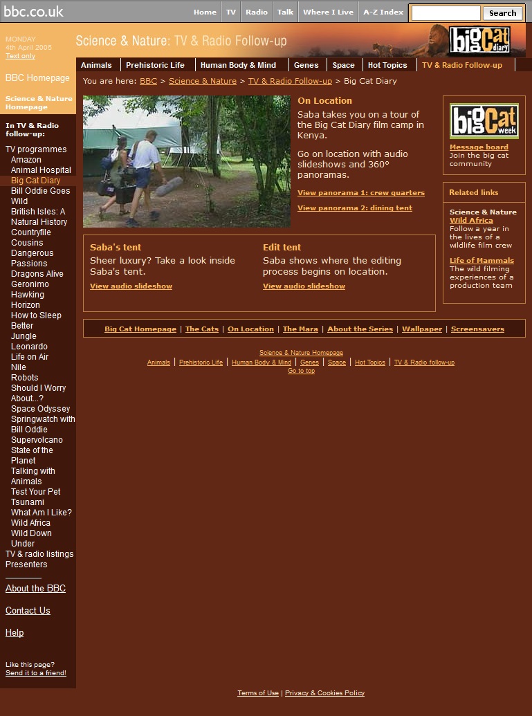 Big Cat Diary 2005 Website
