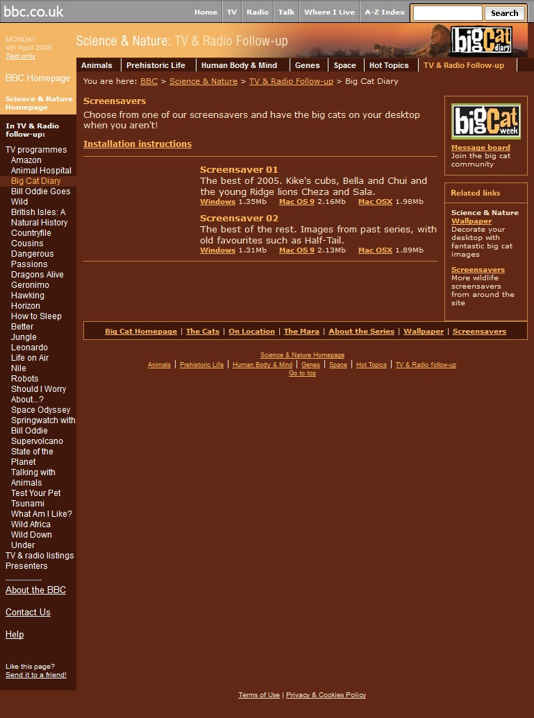 Big Cat Diary 2005 Website