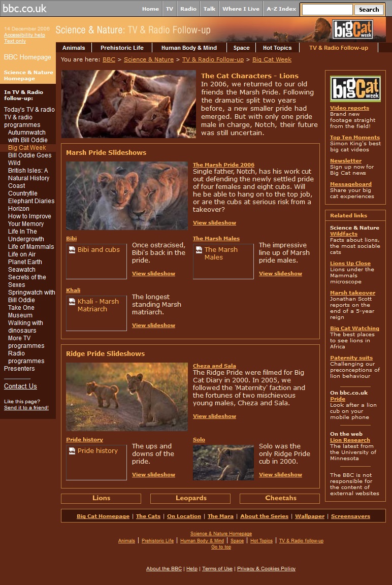 Big Cat Diary 2006 Website