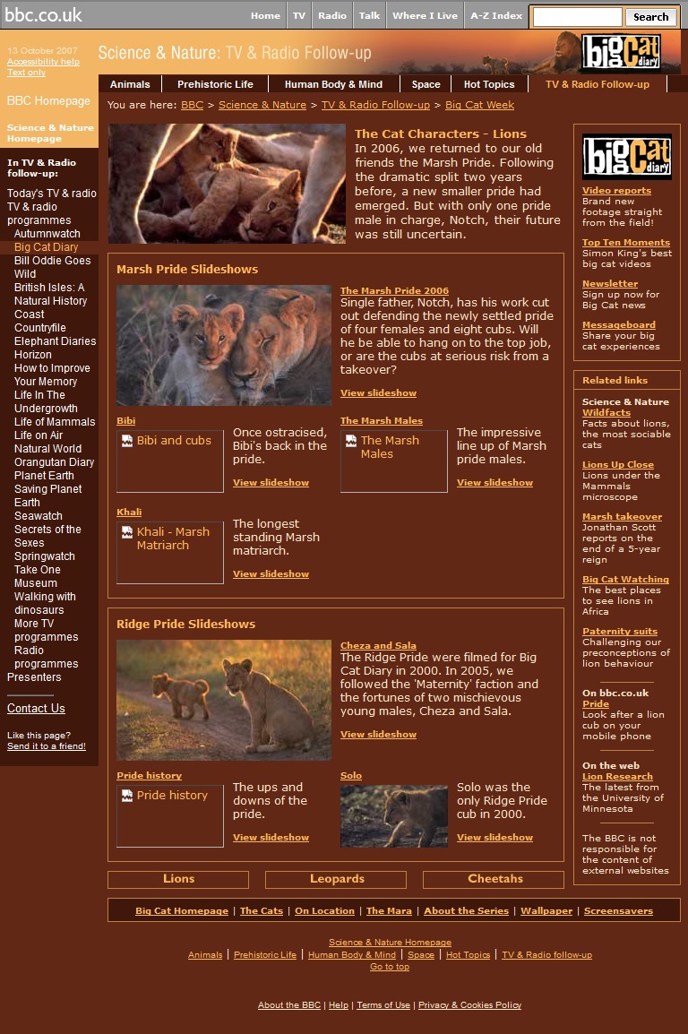 Big Cat Diary 2007 Website