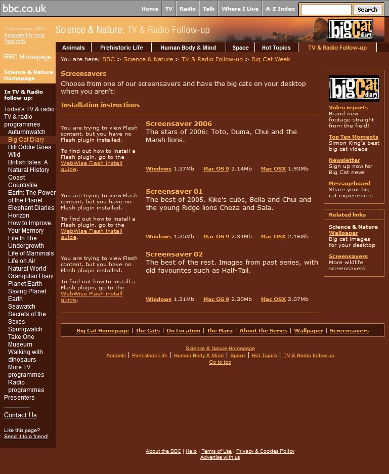 Big Cat Diary 2007 Website
